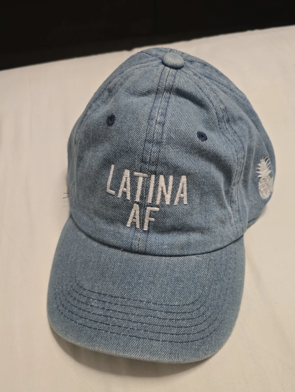 Denim Blue 'LATINA AF' Baseball Cap